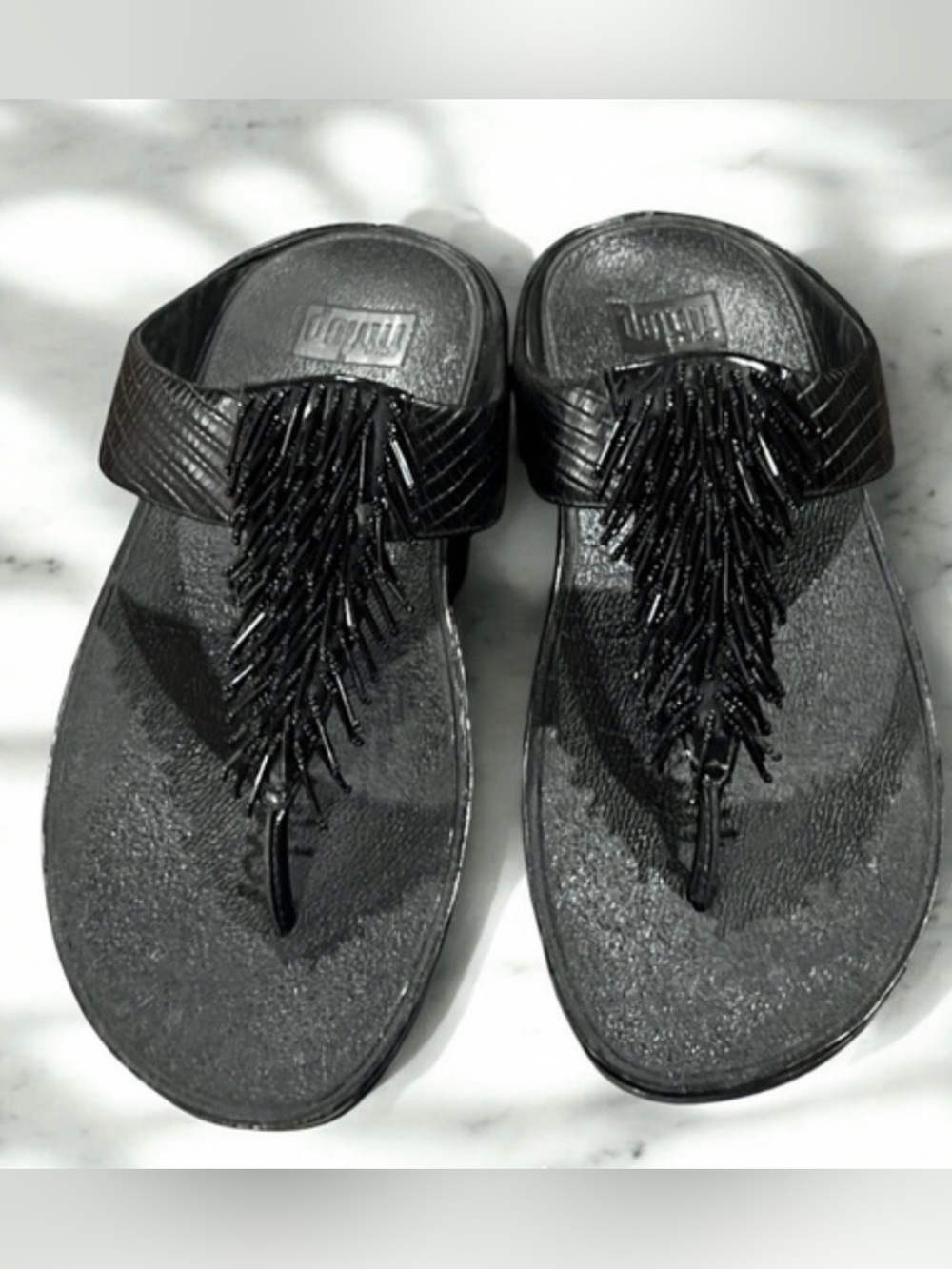 FitFlop Cha Cha Beaded Fringe Thong Sandals 11 summer boho vacay travel walking - Picture 2 of 9